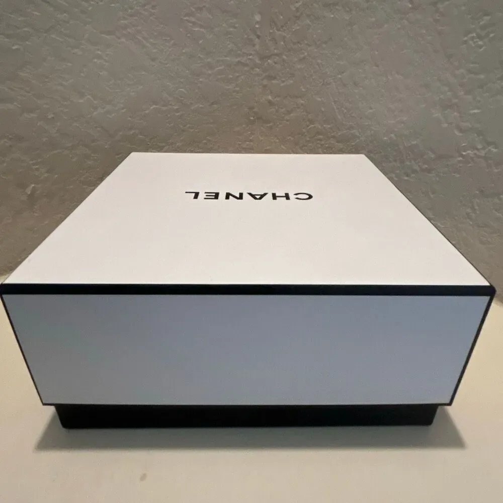 Chanel Square Box White Black Logo Luxury Decor Storage Display Giftbox 8.5x8.5